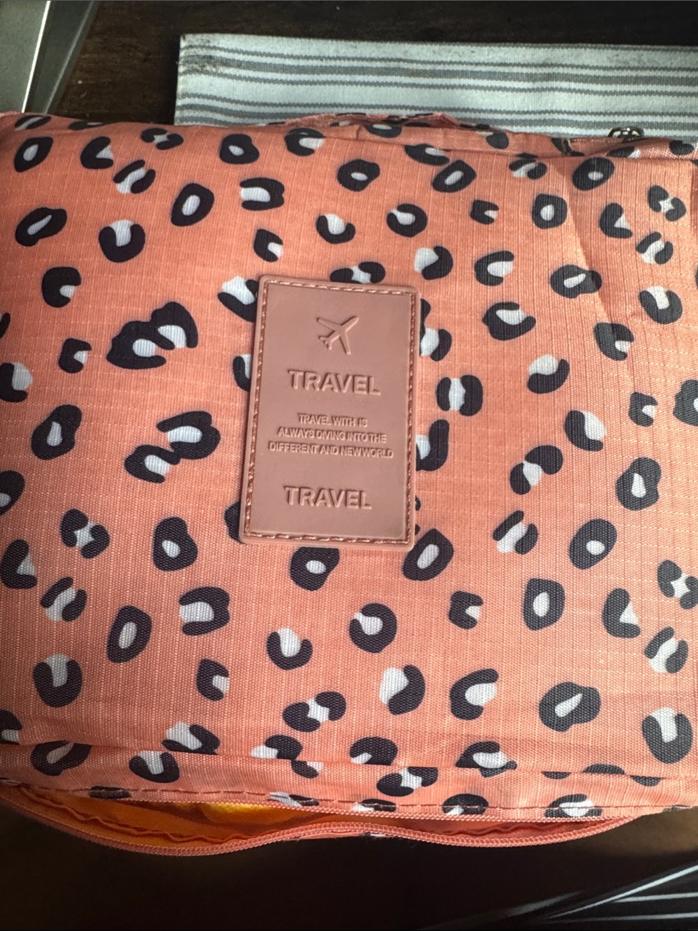 Peach Leopard Print Travel Pouch